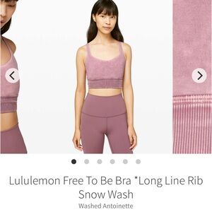 lululemon // Free To Be Bra Long Line Rib Bra - Snow Wash Washed Antoinette